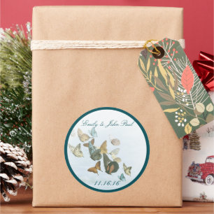 Pegatina Redonda Las Mariposas Bride & Groom Se Mueven Profundament