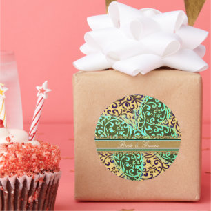 Pegatina Redonda Las Mariposas Bride & Groom se revolcan en blanco