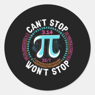 Pegatina Redonda Las matemáticas del Día Retro Pi no pueden parar
