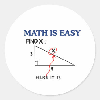 Pegatina Redonda Las Matemáticas Son Fáciles Encuentra X Aquí Está