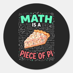 Pegatina Redonda Las Matemáticas Son Pan Comido - Día Pi & Amante D