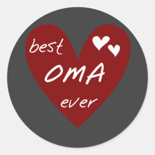 Pegatina Redonda Las mejores camisetas y regalos de Oma del corazón