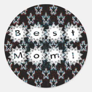 Pegatina Redonda Las mejores estrellas de mamá en Neon