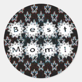 Pegatina Redonda Las mejores estrellas de mamá en Neon