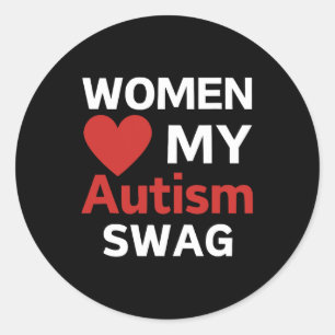 Pegatina Redonda Las mujeres aman mi autismo swag Chicas divertidos