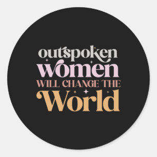 Pegatina Redonda Las mujeres cambiarán el poder Chica feminista mun