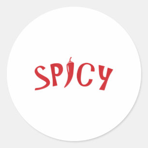 Pegatina Redonda Las Mujeres Chica picante Caliente Como Pimienta B