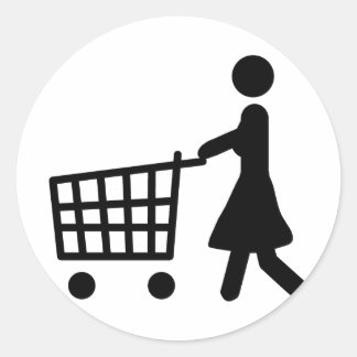 Pegatina Redonda las mujeres compran en negro trolly