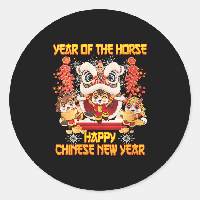 Pegatina Redonda Las Mujeres Feliz Año Nuevo Chino 2026 (Anverso)