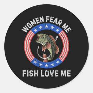 Pegatina Redonda Las mujeres me temen a los peces me aman B Humor d