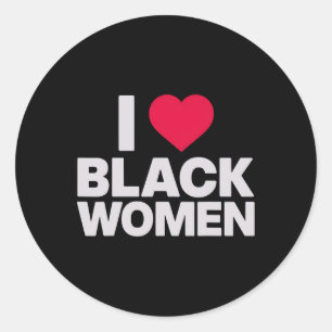 Pegatina Redonda Las mujeres negras dan corazón a las mujeres negra