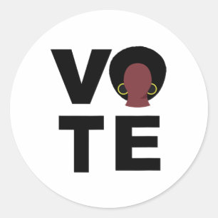Pegatina Redonda Las mujeres negras votan por elecciones políticas 