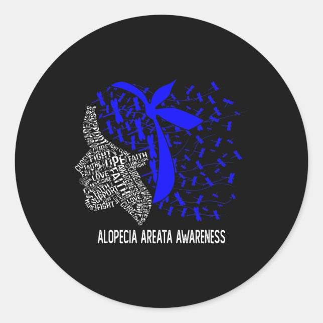 Pegatina Redonda Las Mujeres Regalos Que Usamos Azules Para Alopeci (Anverso)