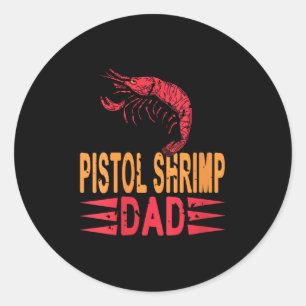 Pegatina Redonda Las Mujeres Stol Shrimp Dad Crustacean Humor Por M