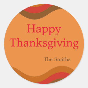 Pegatina Redonda Las ondas anaranjadas de la caída colorean al