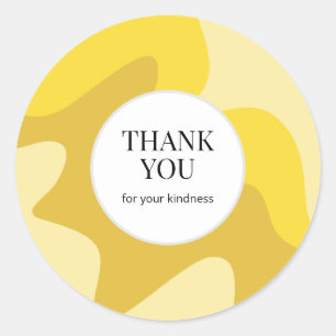 Pegatina Redonda Las ondas vibrantes amarillo gracias