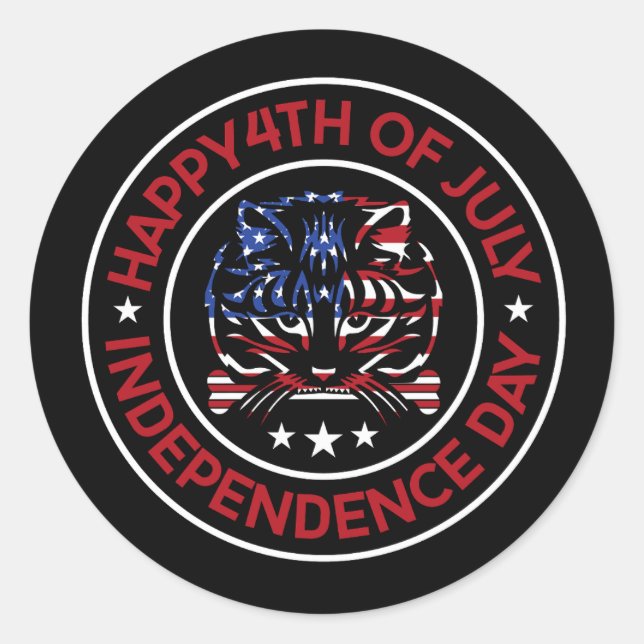 Pegatina Redonda Las palabras 4 de julio (Anverso)