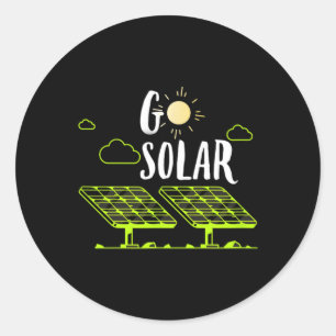 Pegatina Redonda Las paneles solares de energía solar se vuelven so