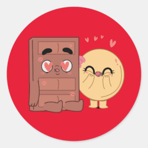 Pegatina Redonda Las Parejas De Choco Y Pancake Aman El Coraje De S