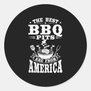 Pegatina Redonda Las parrillas son de america grill cookout 