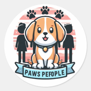 Pegatina Redonda Las patas de la gente adoran a los perros y a la i