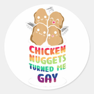 Pegatina Redonda Las pepitas de pollo me volvieron gay