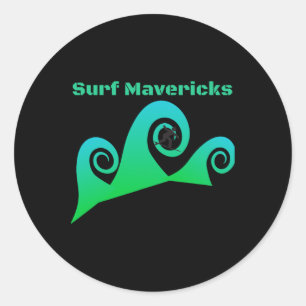 Pegatina Redonda Las playas de Surf Maverick en California