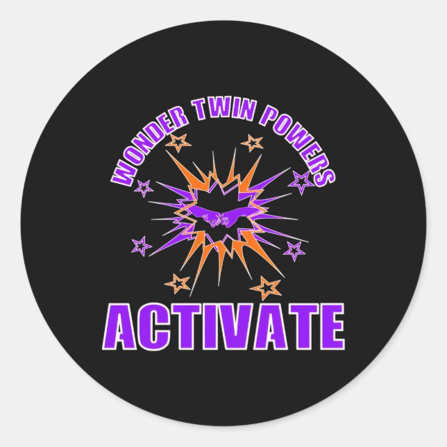 Pegatina Redonda Las Potencias Gemelas Maravillosas Activa Idéntica (Anverso)