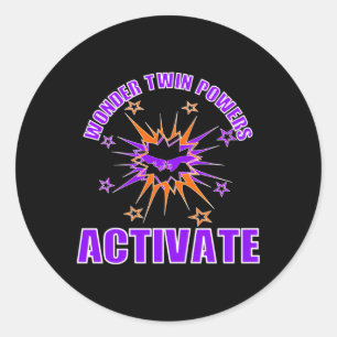 Pegatina Redonda Las Potencias Gemelas Maravillosas Activa Idéntica