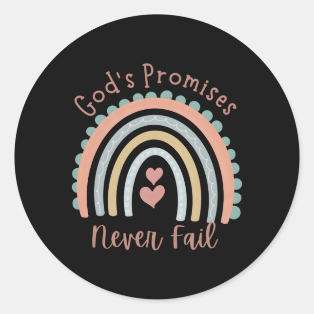 Pegatina Redonda Las Promesas De Dios Nunca Faltan A Cristo Centrad (Anverso)