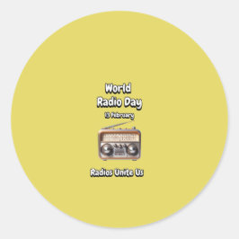 Pegatina Redonda Las Radios Nos Unen. Día Mundial de la Radio (WRD)