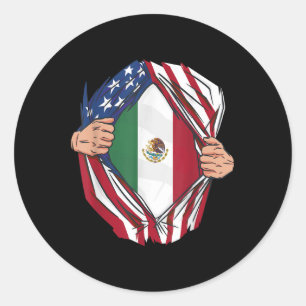 Pegatina Redonda Las Raíces Mexicanas Creen Estados Unidos México H