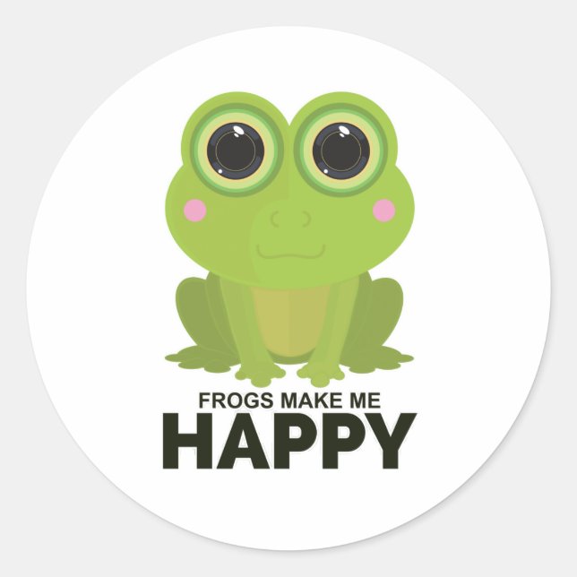 Pegatina Redonda Las ranas me hacen feliz (Anverso)
