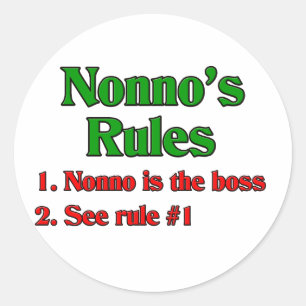 Pegatina Redonda Las reglas de Nonno (abuelo italiano)