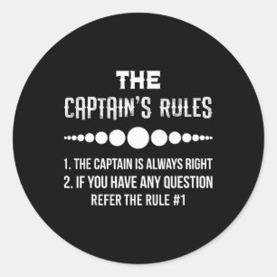 Pegatina Redonda Las reglas del capitán Barco divertido Humor de na