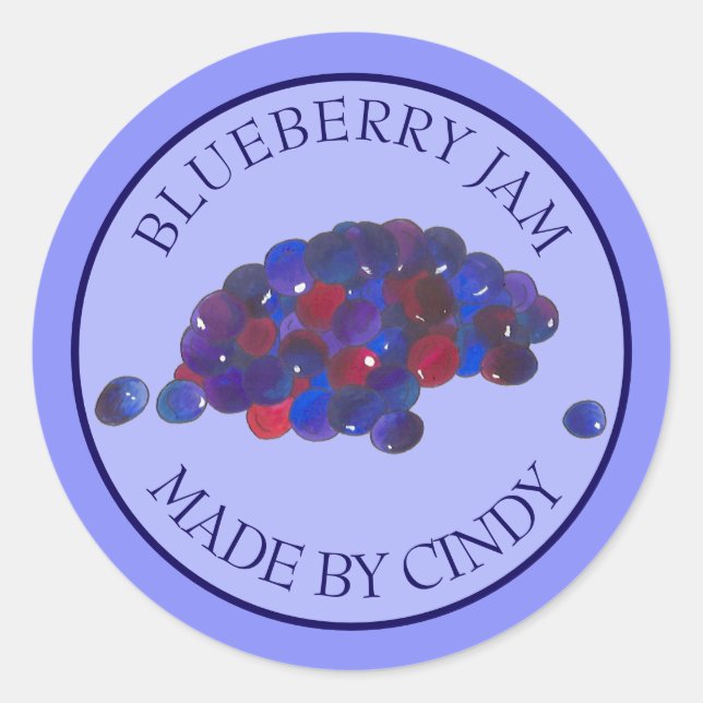 Pegatina Redonda Las reservas caseras de Blueberry Jam Jelly están  (Anverso)