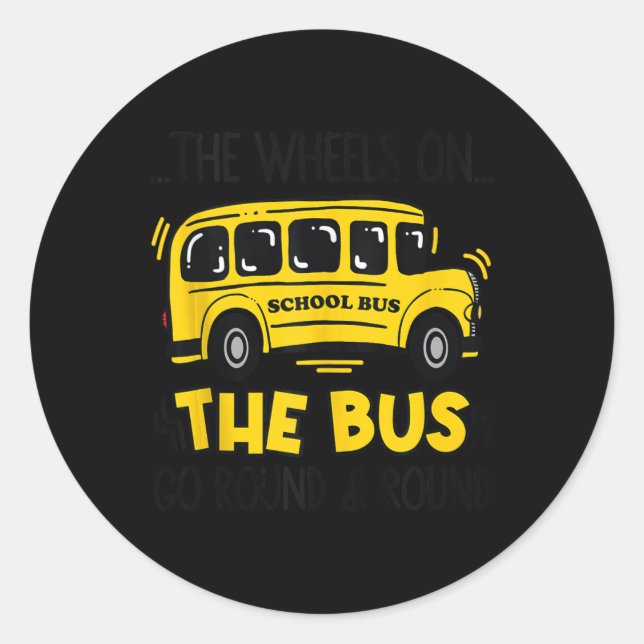 Pegatina Redonda Las Ruedas En El Autobús De Niños Pequeños De Vuel (Anverso)