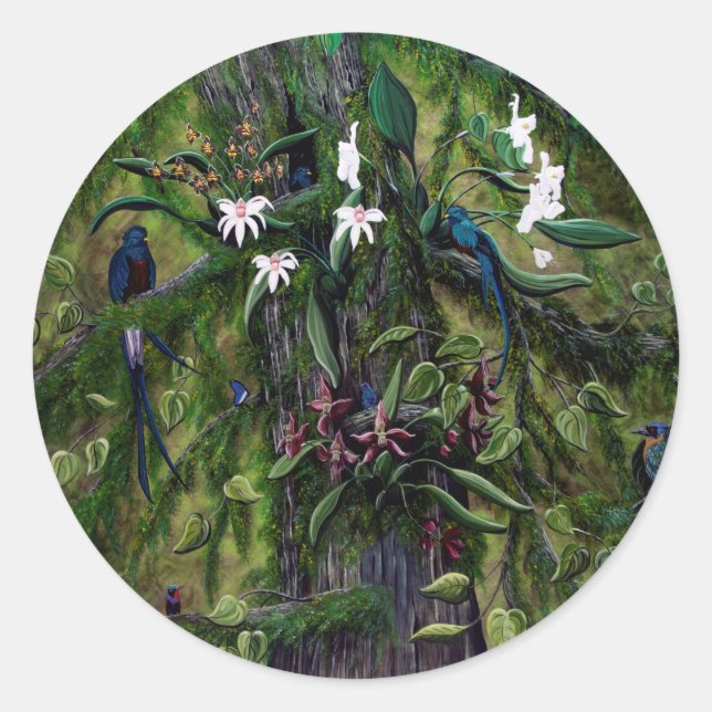 Pegatina Redonda Las selvas de Tikal (Anverso)