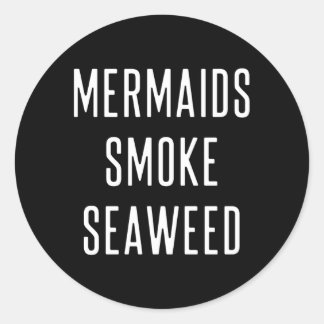Pegatina Redonda Las sirenas ahuman algas marinas