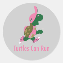 Pegatina Redonda Las tortugas pueden correr