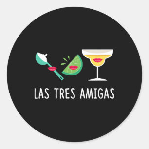 Pegatina Redonda Las Tres Amigas - Ropa De Cinco De Mayo Divertida