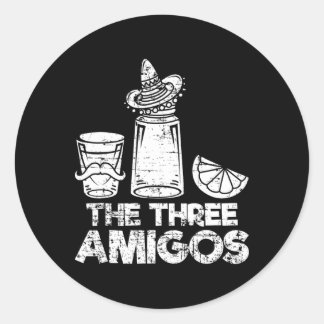 Pegatina Redonda Las tres Amigos Camisas Tequila Lime Salt Mujeres