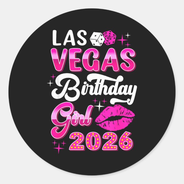 Pegatina Redonda Las Vegas Girls Trip 2026 Cruise Trip Matching Bir (Anverso)