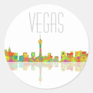Pegatina Redonda LAS VEGAS, NEVADA SKYLINE - pegatinas redondos