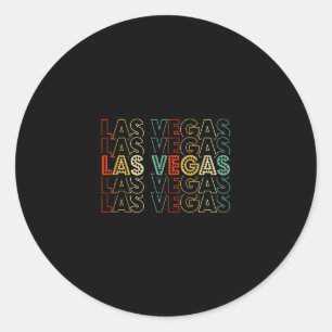 Pegatina Redonda Las Vegas Nevada Vintage 70s 80s Recuerdo de Vacac