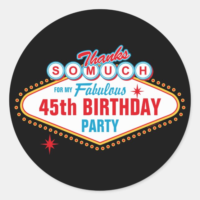 Pegatina Redonda Las Vegas Personalizado Gracias (Anverso)