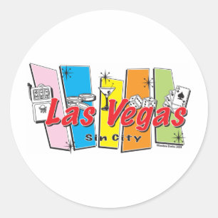 Pegatina Redonda Las Vegas-Sin-City