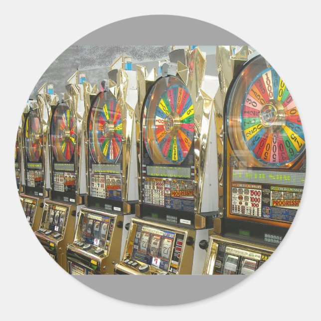 Pegatina Redonda Las Vegas Slots (Anverso)