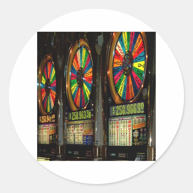 Pegatina Redonda Las VEGAS-SLOTS (Anverso)