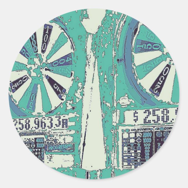 Pegatina Redonda Las Vegas Slots (Anverso)